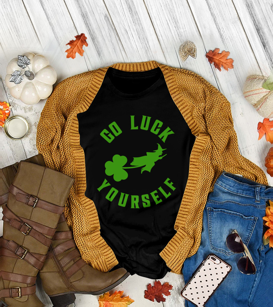 Wicked St. Patrick's Day Go Luck Yourself Shamrock Witch T-Shirt