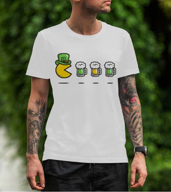 Pacman St. Patrick's Day Beer Mugs Hat T-Shirt