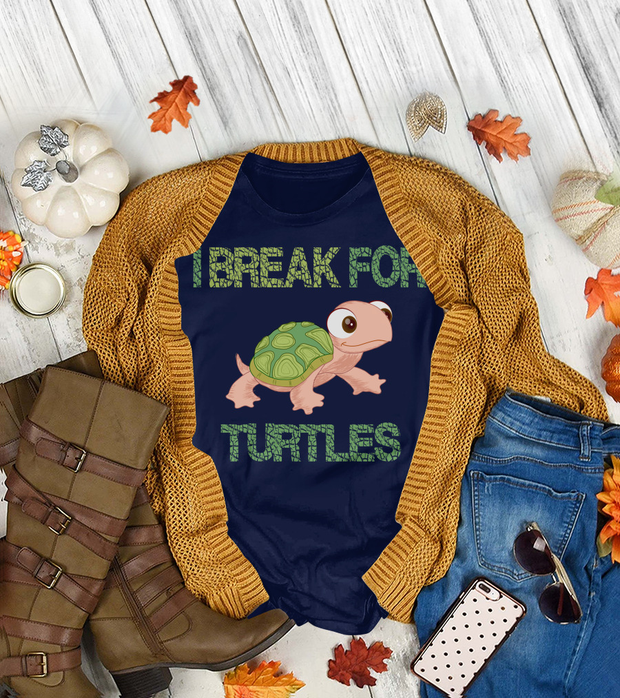 I Break For Turtles Cute Baby Turtle T-Shirt