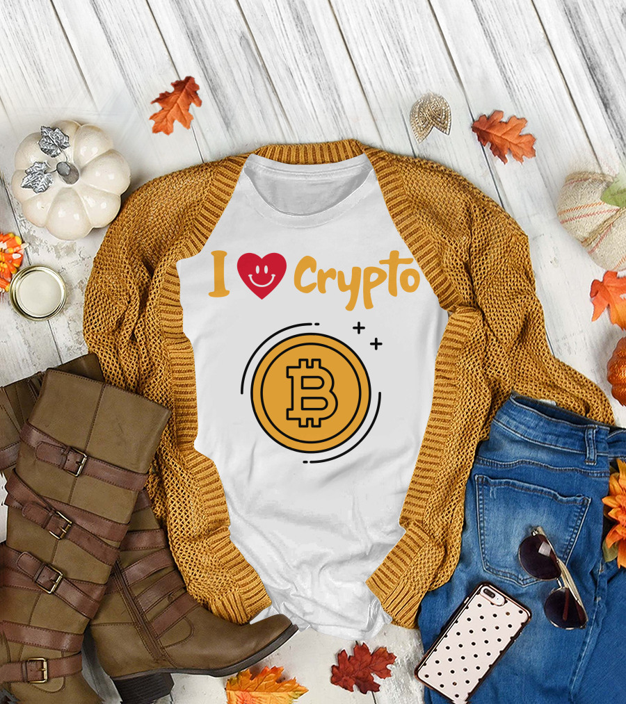 I Love Crypto Bitcoin Coin T-Shirt