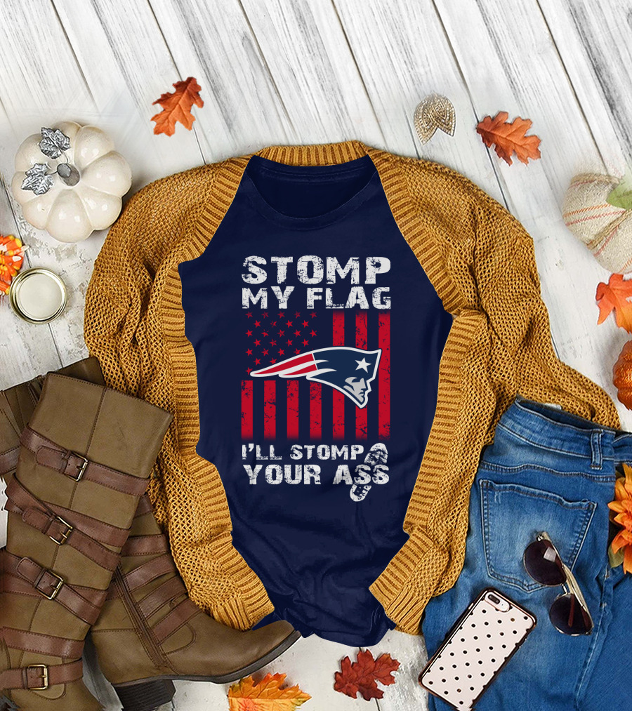 Stomp My Flag Patriots Emblem I'll Stomp Your Ass T-Shirt