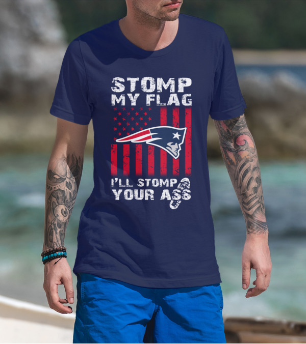 Stomp My Flag Patriots Emblem I'll Stomp Your Ass T-Shirt