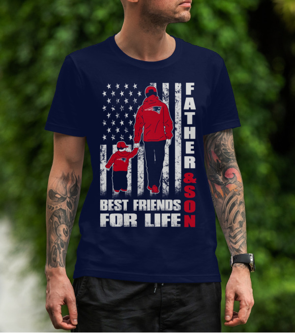 Father And Son Best Friends For Life Patriots American Flag T-Shirt
