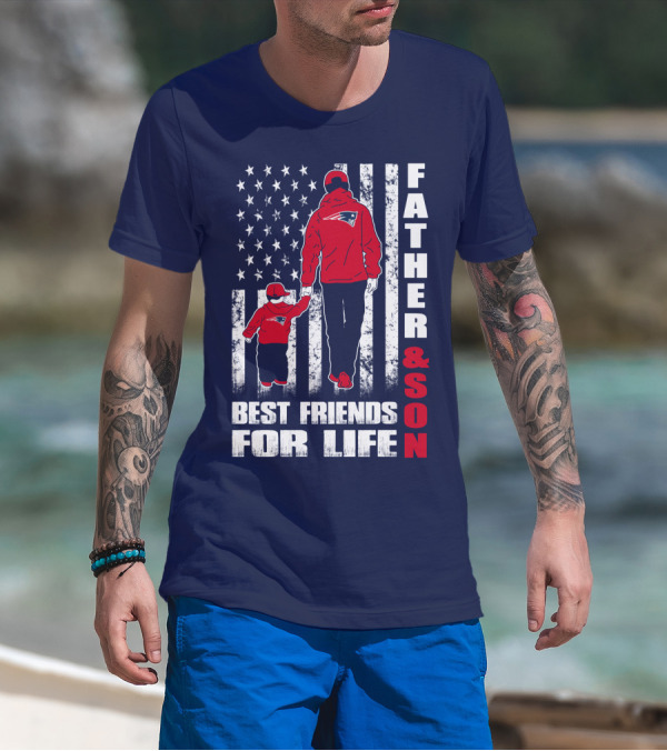 Father And Son Best Friends For Life Patriots American Flag T-Shirt