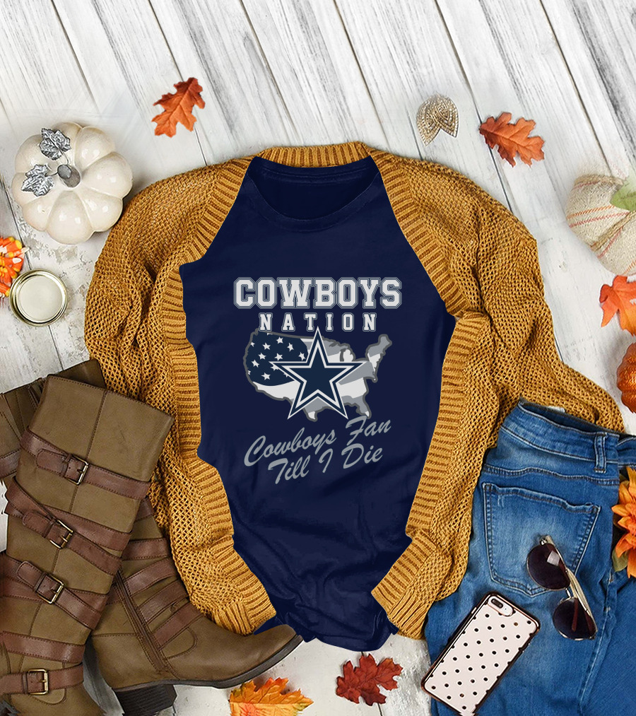 COWBOYS NATION Cowboys Fan Till I Die Star Map T-Shirt