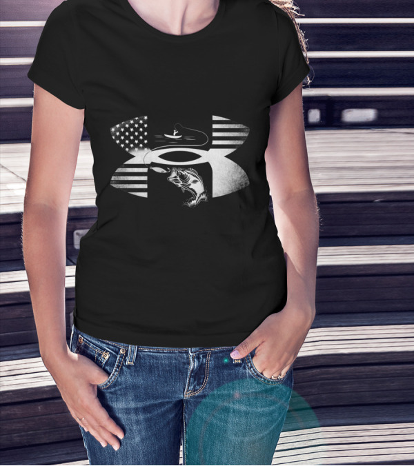 Bass Fishing American Flag Under Armour T-Shirt