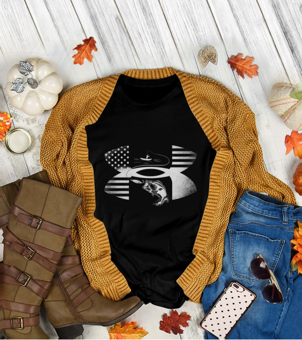 Bass Fishing American Flag Under Armour T-Shirt
