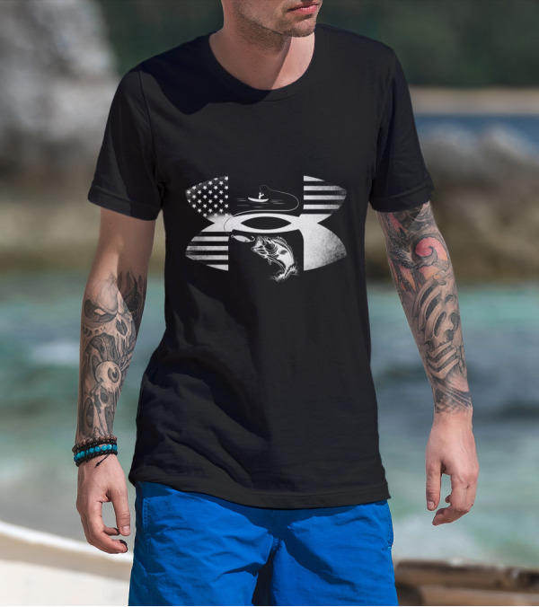 Bass Fishing American Flag Under Armour T-Shirt