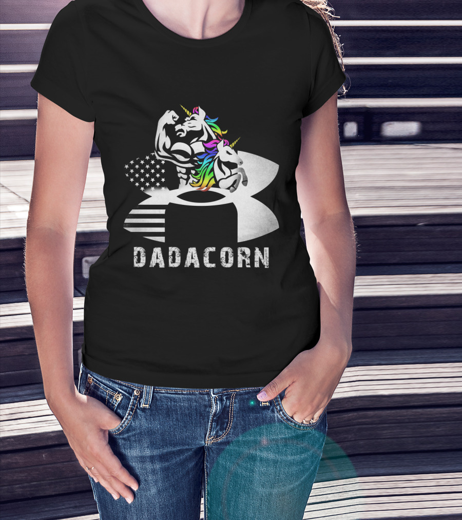 Dadacorn Unicorn Dad Flag Bald Eagle T-Shirt