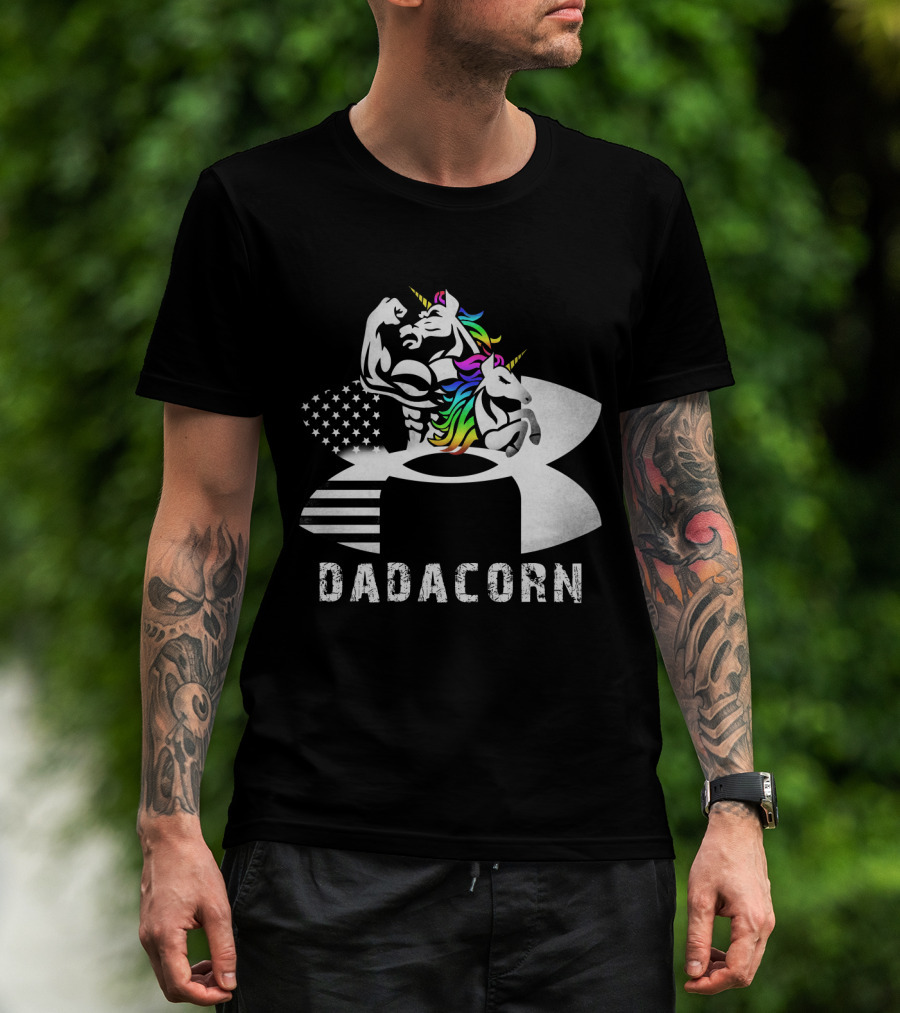 Dadacorn Unicorn Dad Flag Bald Eagle T-Shirt