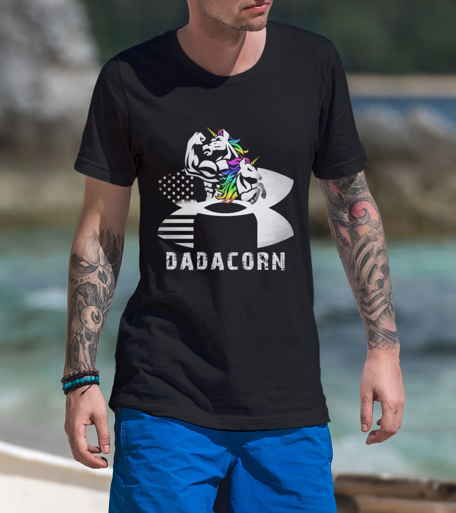 Dadacorn Unicorn Dad Flag Bald Eagle T-Shirt