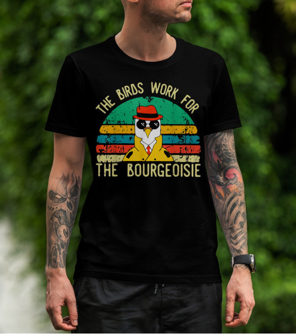 The Birds Work For The Bourgeoisie Retro Style Penguin In Hat And Sunglasses T-Shirt