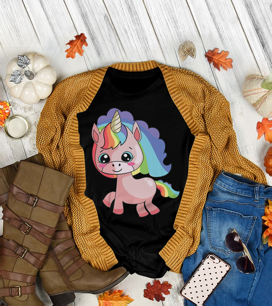 Cute Rainbow Unicorn for Unicorn Lover T-Shirt