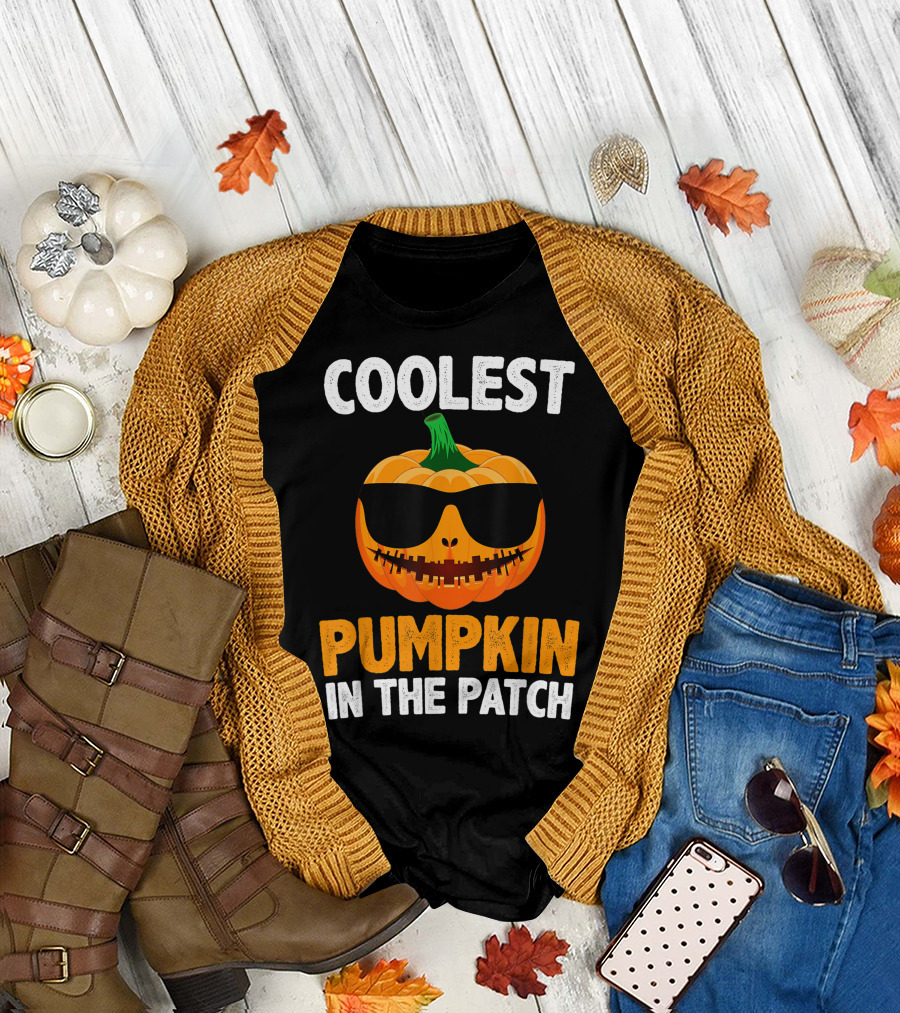 Coolest Pumpkin in the Patch with Sunglasses T-Shirt