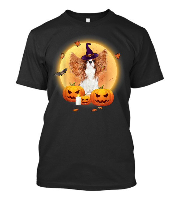 Halloween Cavalier King Charles Spaniel Funny Hallowe'en Pumpkin Witch Hat T-Shirt