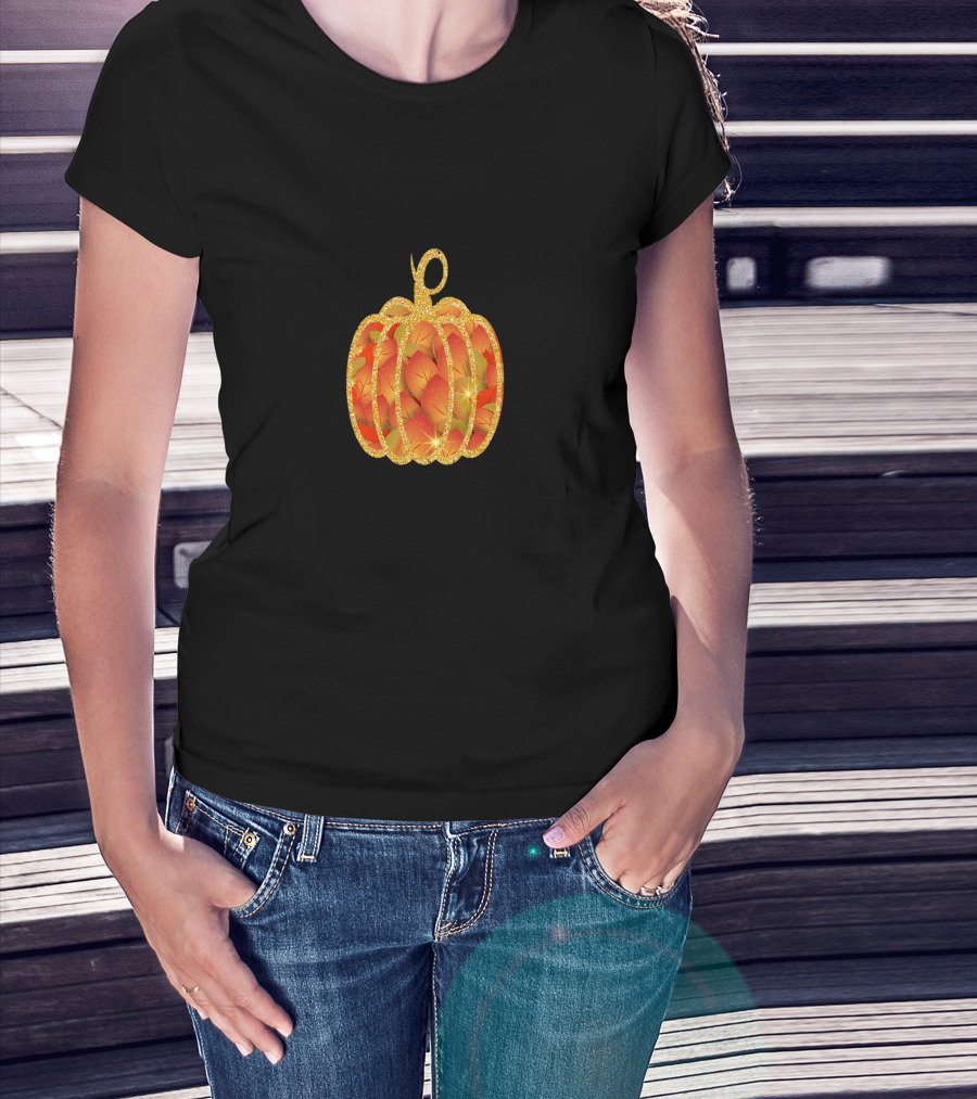 Amazing Fall Pumpkin Halloween Thanksgiving Best Autumn Leaves Glow T-Shirt