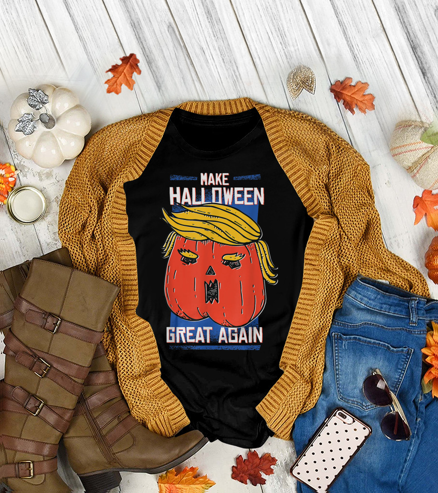 Make Halloween Great Again Trumpkin Funny Retro Donald Trump Pumpkin T-Shirt
