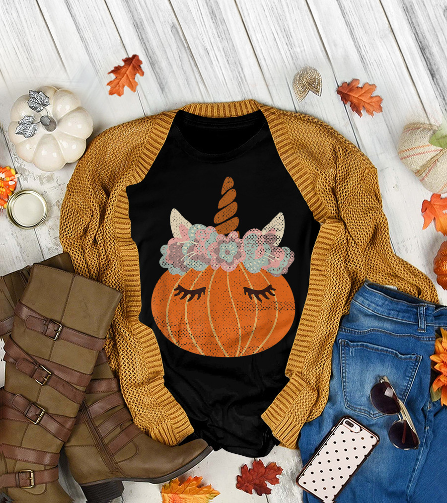 Halloween Cute Pumpkin Unicorn Costume Best T-Shirt