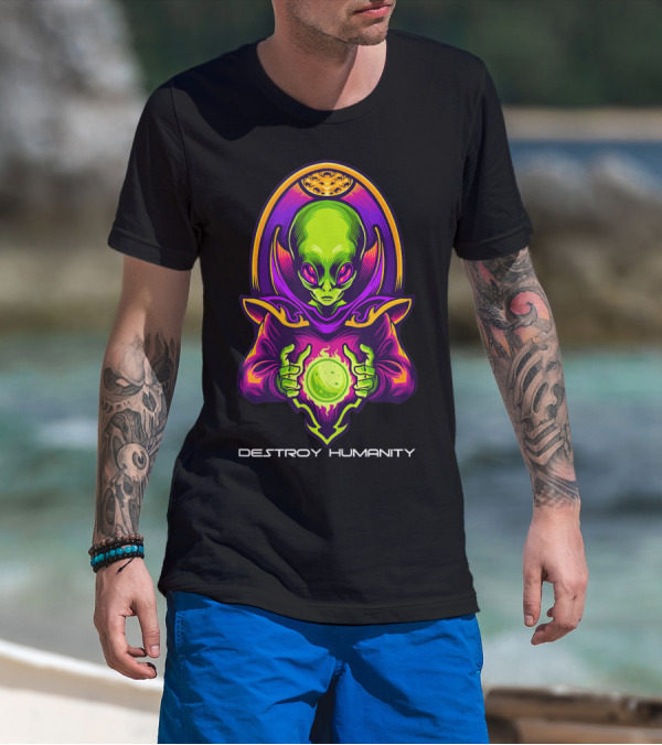 Destroy Humanity Funny Alien Gamer Birthday T-Shirt