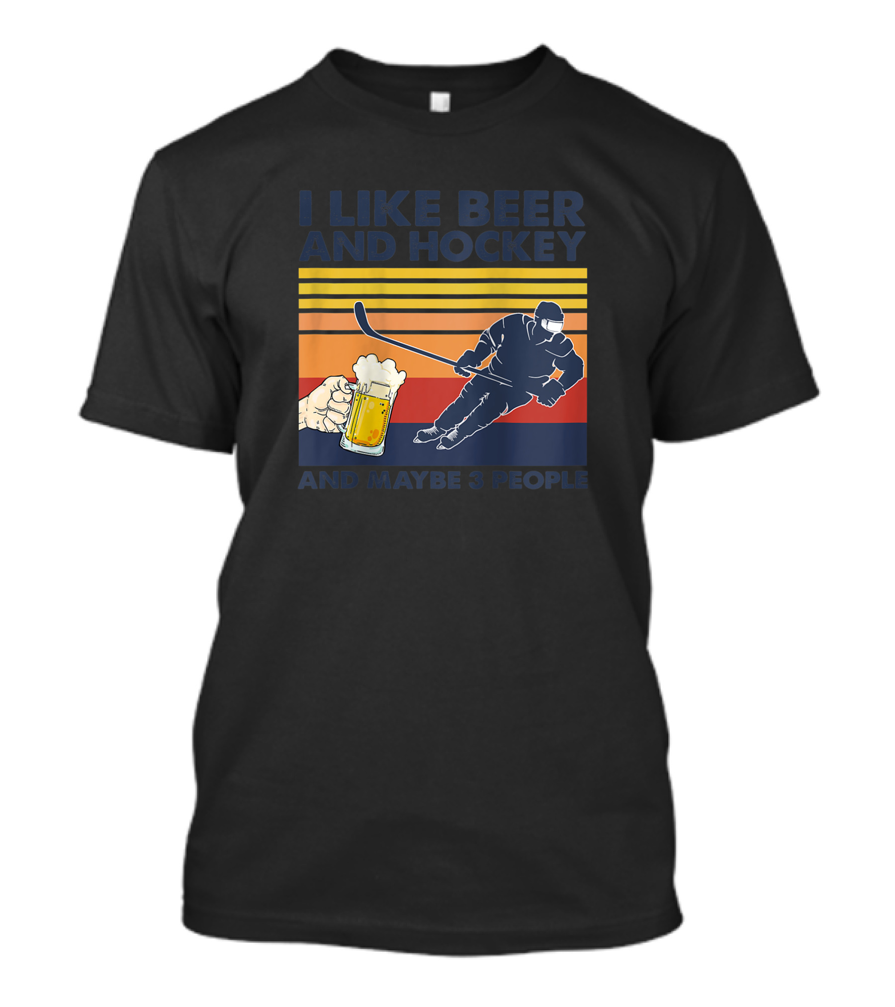 I Like Beer And Hockey Maybe 3 People Retro Vintage Baseball Raglan T-Shirt