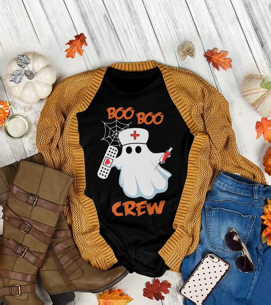 Boo Boo Crew Funny Halloween Nurse RN Medical EMS Staff T-Shirt