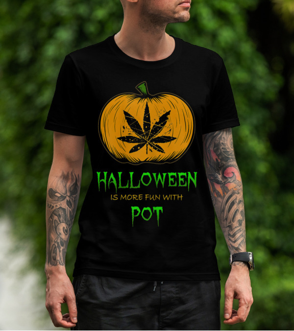 Halloween Is More Fun With Pot Pumpkin Weed Smokers T-Shirt