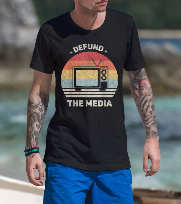 Defund The Media Vintage TV Protest Fake News T-Shirt