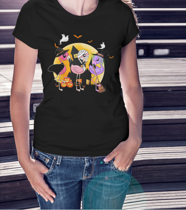 Funny Halloween Party Flamingo Lover Pumpkin Best T-Shirt