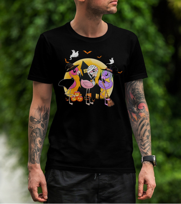 Funny Halloween Party Flamingo Lover Pumpkin Best T-Shirt