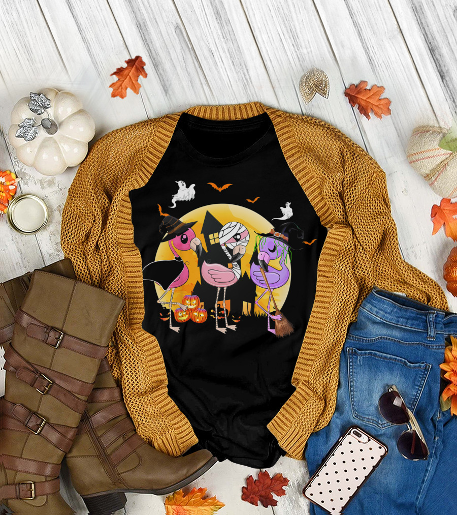 Funny Halloween Party Flamingo Lover Pumpkin Best T-Shirt
