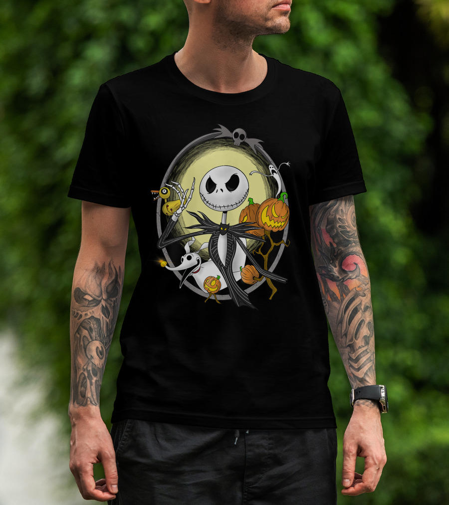 Jack Skellington Halloween Best With Zero And Pumpkins T-Shirt