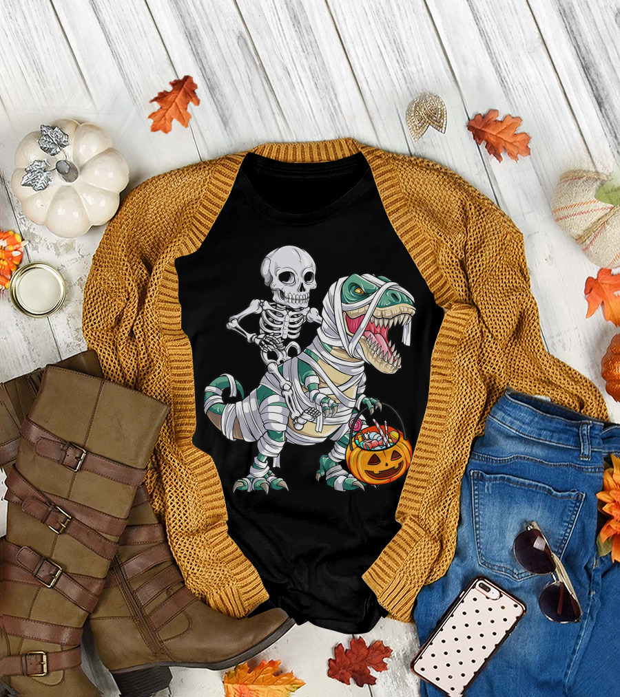 Skeleton Mummy Dinosaur Rex Halloween Best T-Shirt