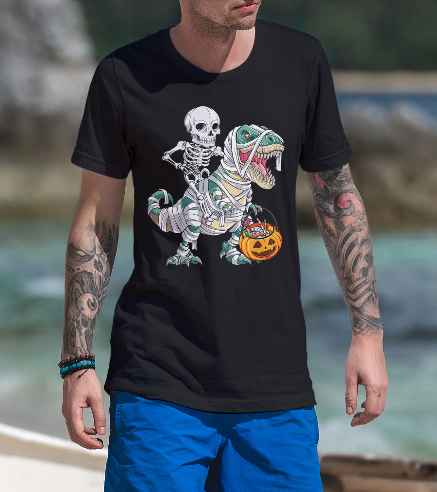 Skeleton Mummy Dinosaur Rex Halloween Best T-Shirt