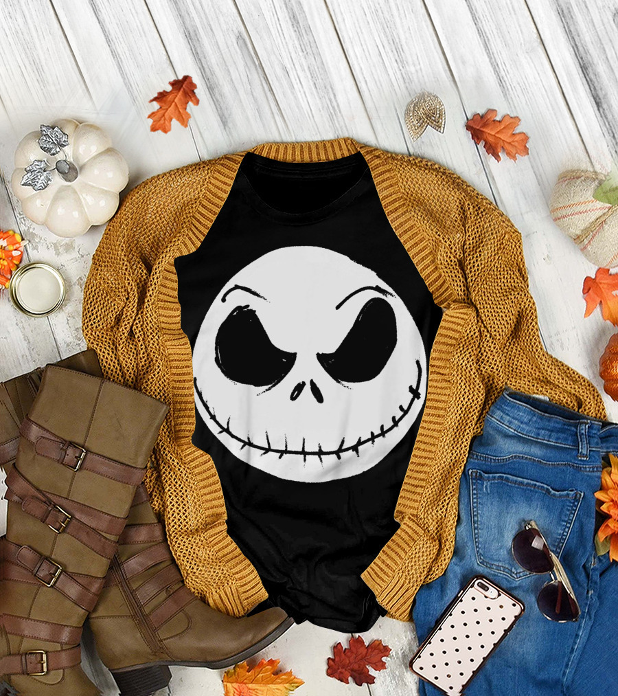 The Nightmare Before Christmas Jack Skellington Face Iconic Grinning Expression T-Shirt