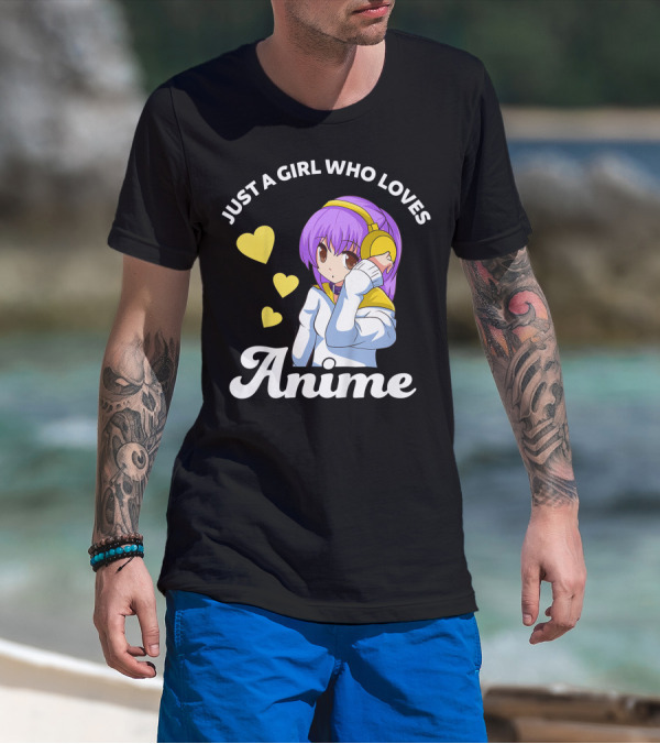 Just A Girl Who Loves Anime Manga Anime Anime Headphones Girl With Hearts T-Shirt