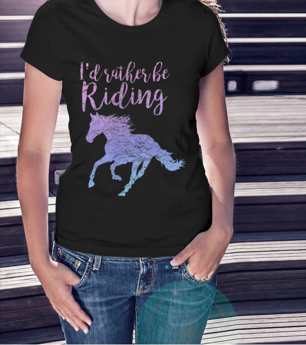 I'd Rather Be Riding Horse Silhouette In Gradient T-Shirt