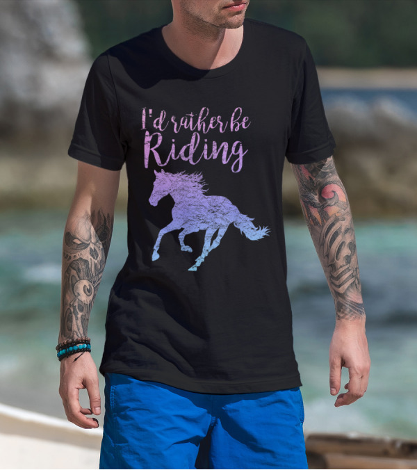I'd Rather Be Riding Horse Silhouette In Gradient T-Shirt