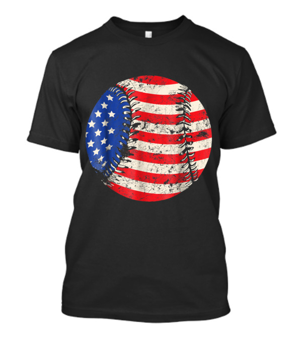 Patriotic Baseball With U.S. American Flag Stars And Stripes July 4th T-Shirt
