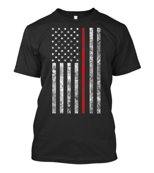 Distressed Thin Red Line American Flag Firefighter Tribute Iconic Symbol Hero Support T-Shirt
