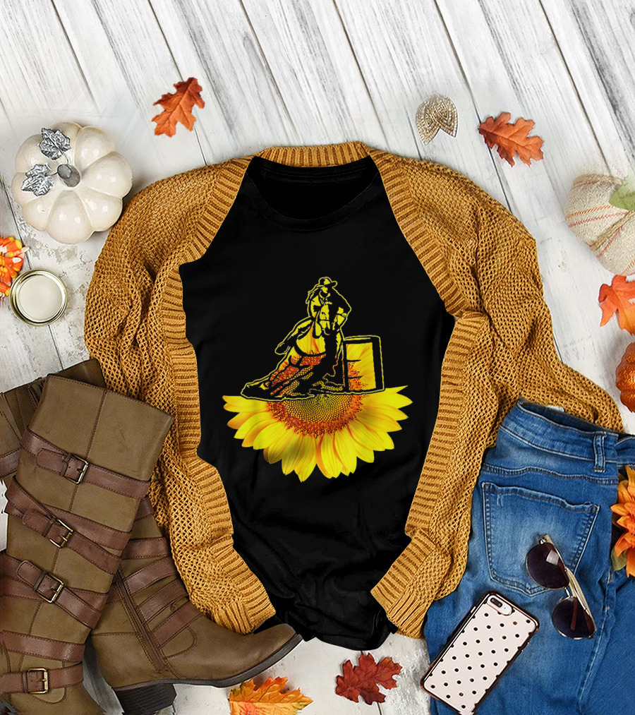 Barrel Racing Sunflower Horse Lover T-Shirt