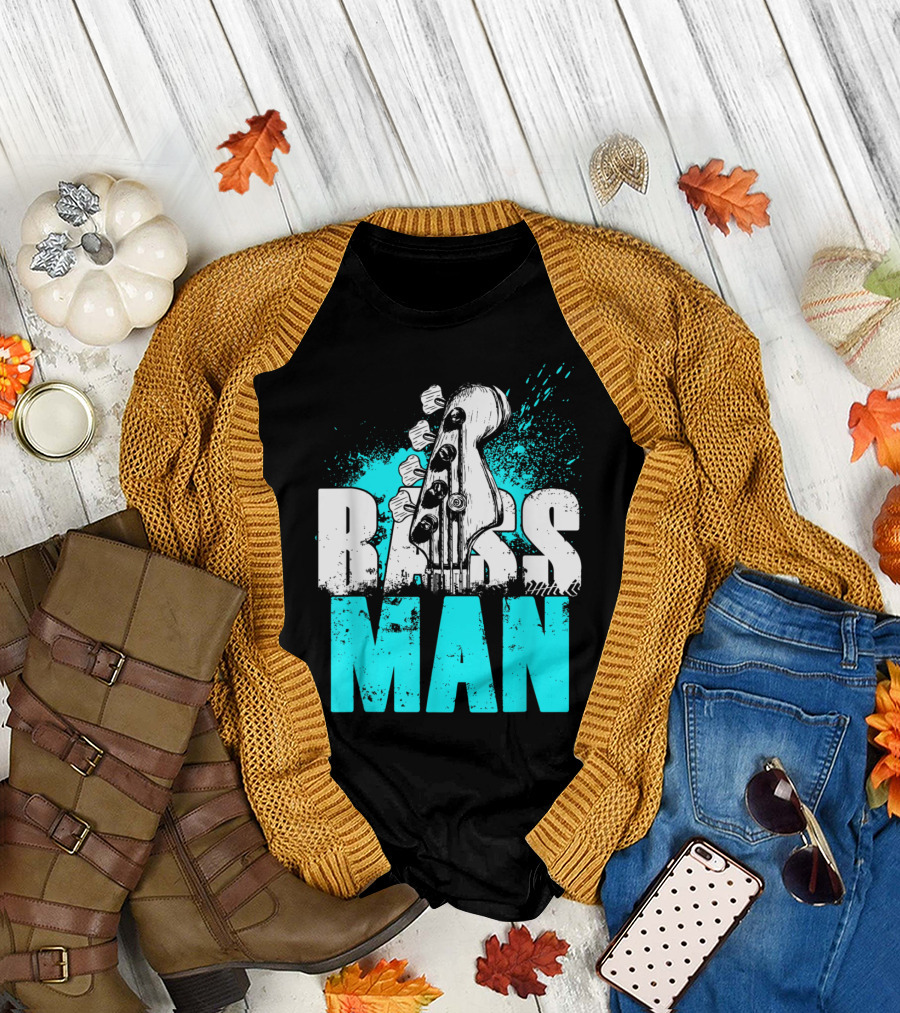 Bass Man Bass Guitar Headstock Musician T-Shirt