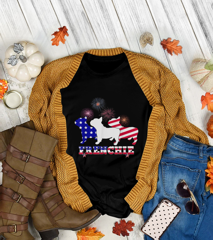 Frenchie Patriotic Fireworks French Bulldog 4th of July T-Shirt
