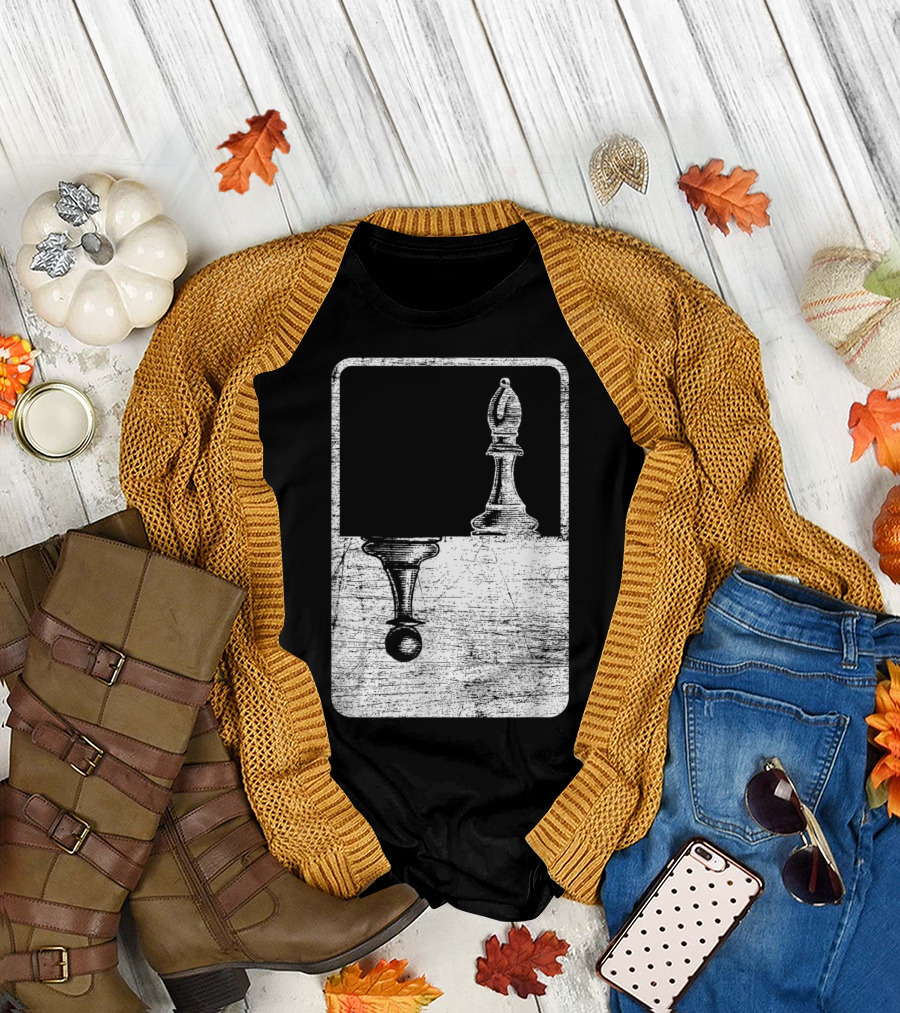 Chess Shadow Bishop Black White Vintage T-Shirt