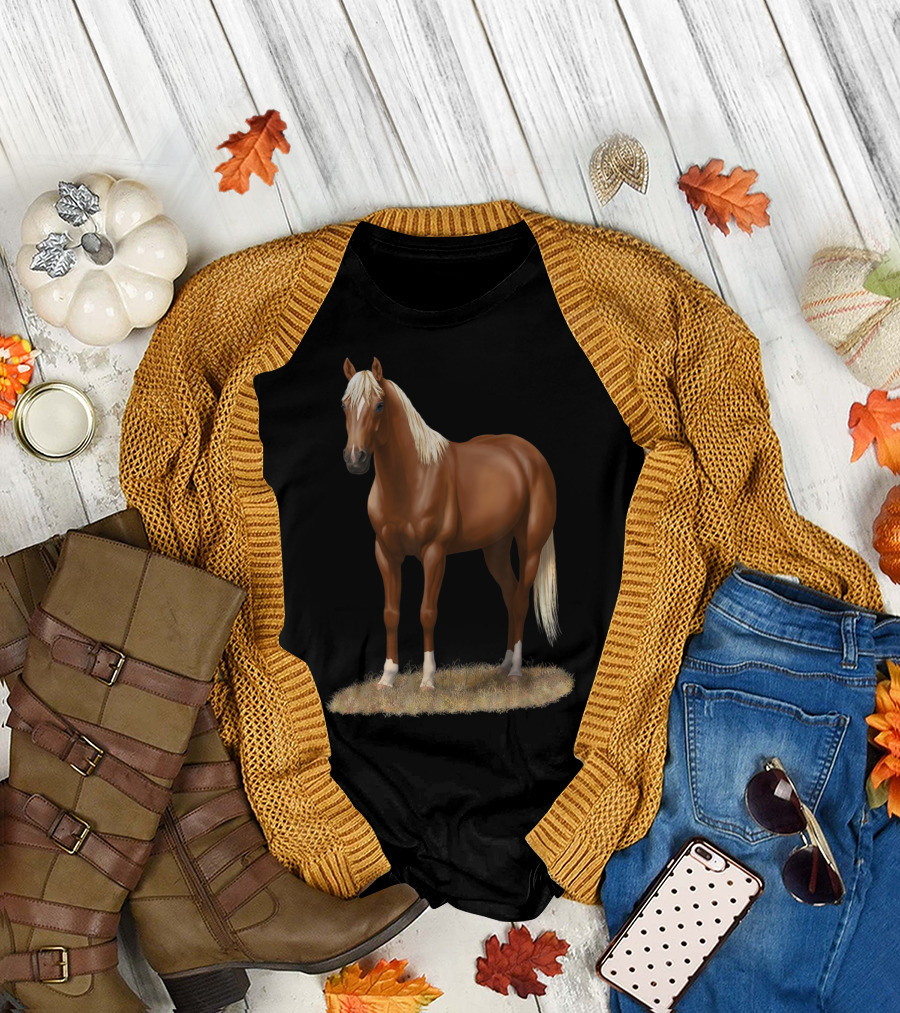 Chestnut Flaxen Sorrel Quarter Horse Grazing T-Shirt