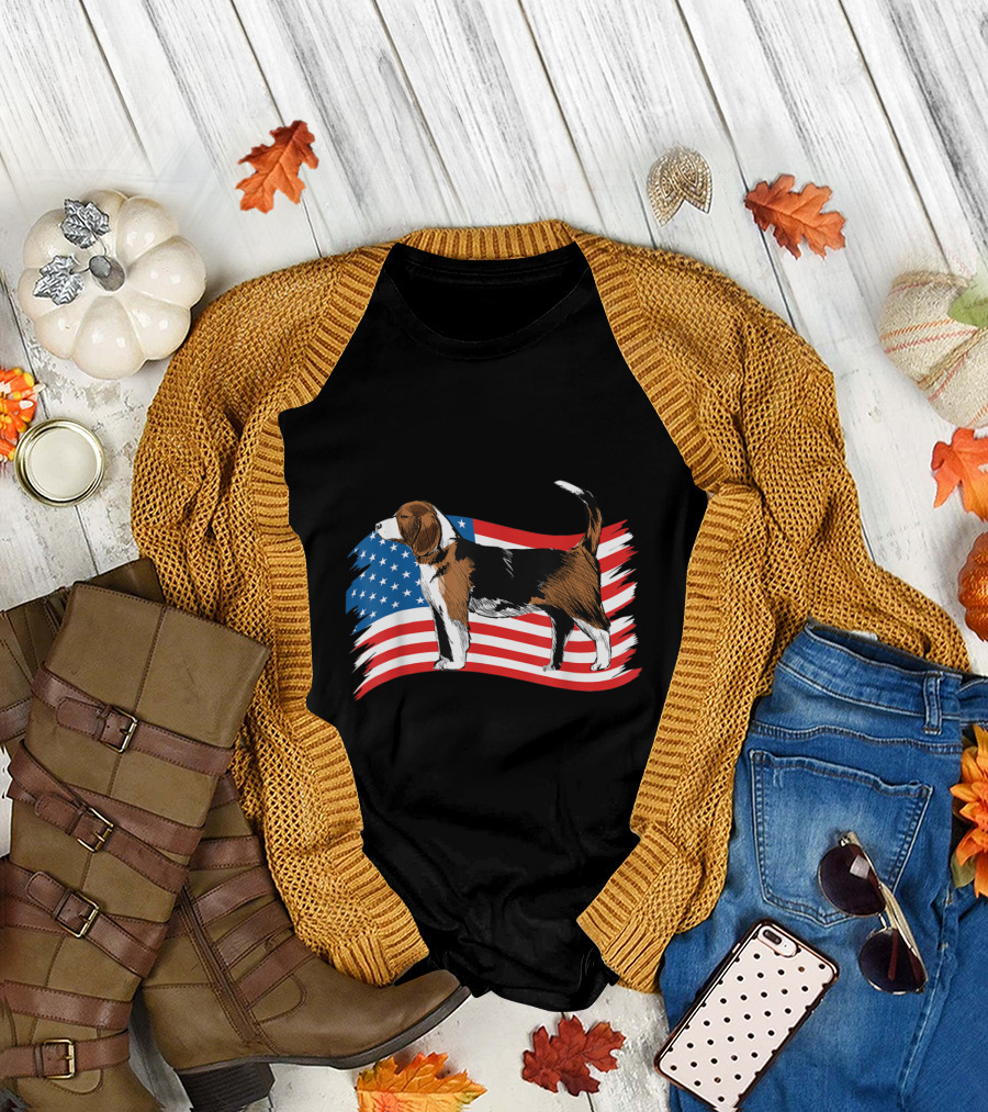 Beagle American Flag Independence Day 4th of July T-Shirt