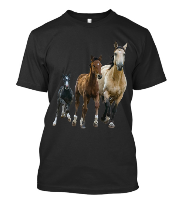 Horses Print Galloping Trio Girls T-Shirt
