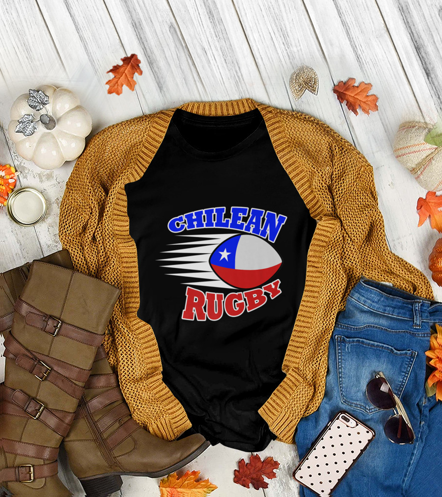 Chilean Flag Rugby Ball Chilean Rugby Sports Player T-Shirt