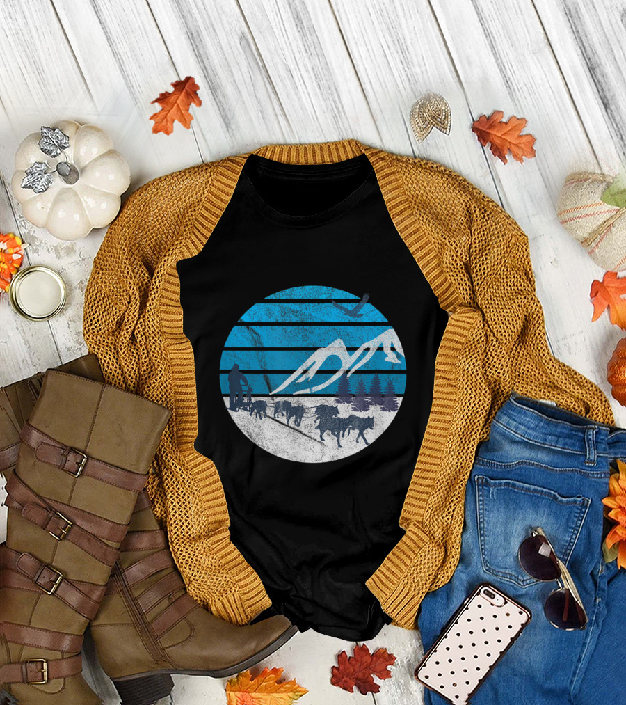 Husky Dog Sledding Adventure - Mountain Sleigh Rides and Snowy Scenery T-Shirt