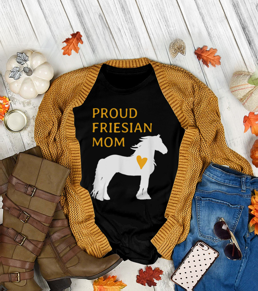 Proud Friesian Mom Heart Horse T-Shirt