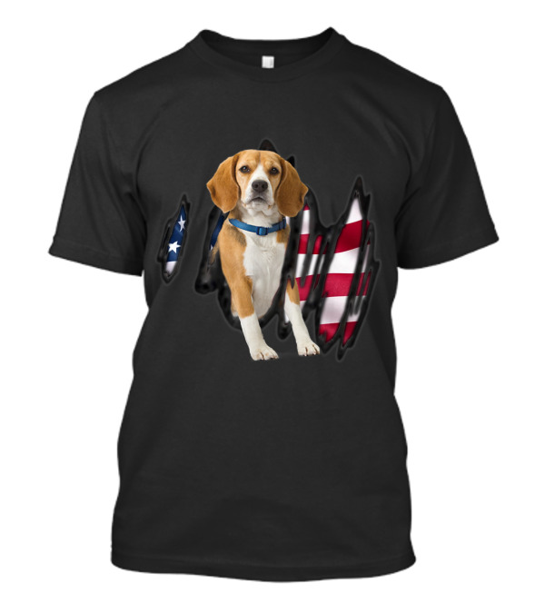 Beagle In American Flag Dog USA T-Shirt